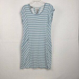 T by Talbots Blue Stripe Nautical Cap Sleeve Dress Size Med